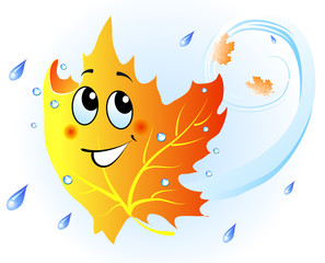 Cute falling maple leaf