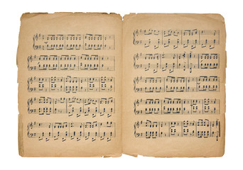 Vintage music sheet with clipping path