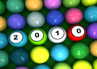 Billiard balls with figures 2010
