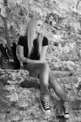 beautiful blonde with a guitar