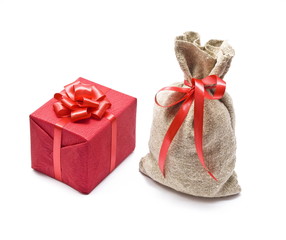 Red gift box and sack