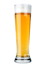 Glass of beer on white background. Isolate