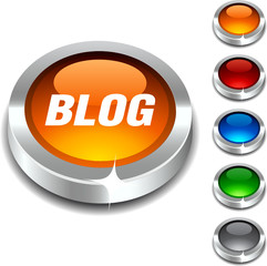 Blog 3d button set. Vector illustration