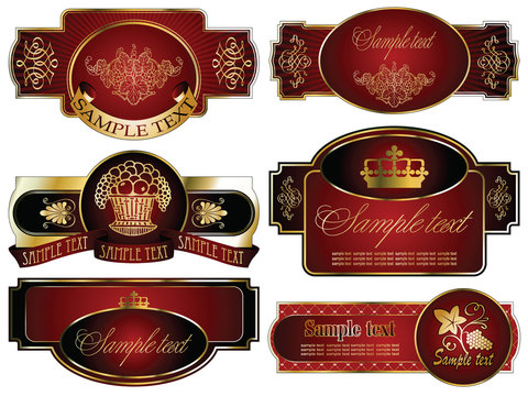 vector set: gold-framed labels on different topics
