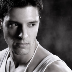 Black white Shot of a Young Man A trendy European