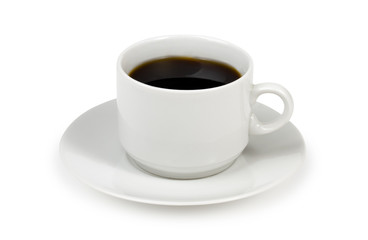 A cup of coffee carved on a white background