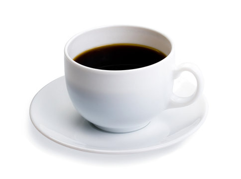 A cup of coffee carved on a white background
