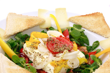 baked feta cheese on lambs lettuce