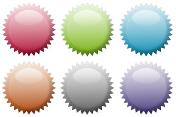 Set of 6 sticker icons isolated on white background