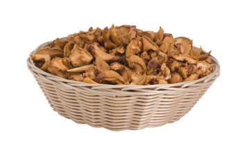 Wattled basket with dried apples