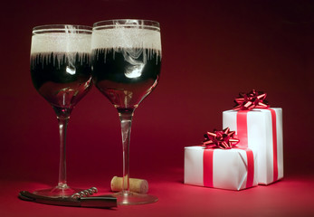 Two wineglasses, christmas theme