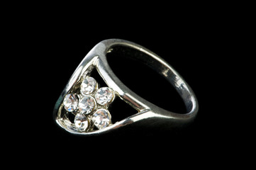 Jewellery ring isolated on the black background