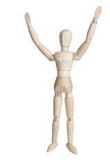 Wooden manikin showing joy