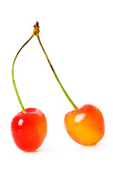 Cherries isolated on the white background