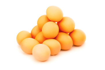 Many eggs on white - shallow depth of field