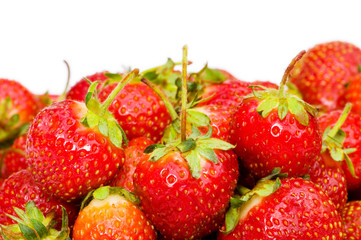 Red strawberries isolated on the white background