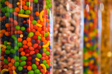 Colorful candy in containers
