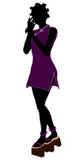 African American Geisha Girl Illustration Silhouette