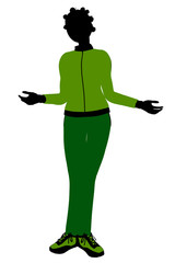 African American Female Jogger Illustration Silhouette