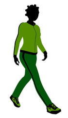 African American Female Jogger Illustration Silhouette