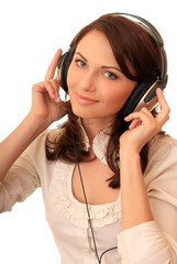 Beautiful girl in headsets