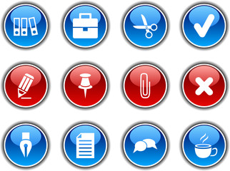 Office  button set. Vector illustration.