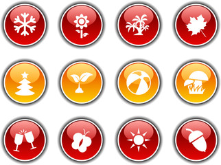 Seasons  button set. Vector illustration.