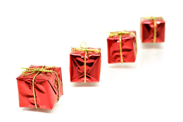 Red gift boxes isolated on white background