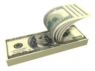 pack of dollars with screwed bills isolated