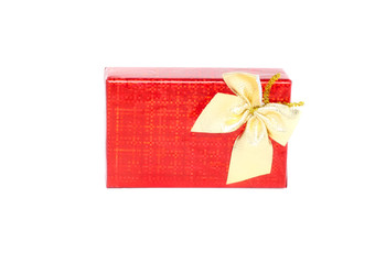 Christmas and New Year red  gift box. Isolated.