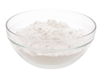 heap white meal in glass cup