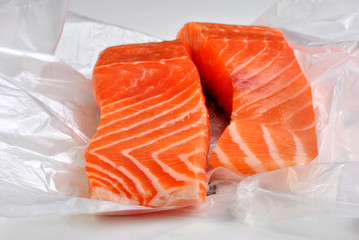 raw organic wild salmon steak from the irish west coast