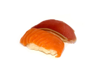 salmon and tuna sushi