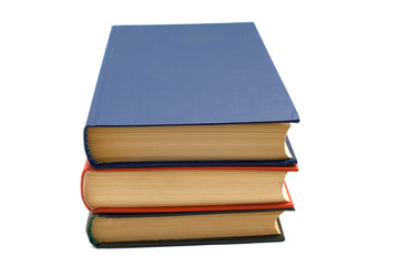 Stack of three books isolated over white