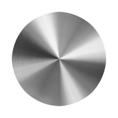 Fototapeta turned metal disc on isolated white background obraz