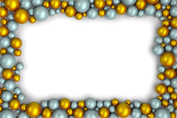 frame made of gold and silver christmas balls