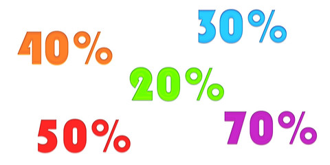 20%, 30%, 40%, 50% , 70%