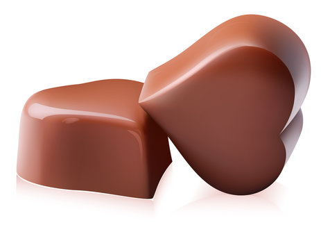 Photo-realistic vector illustration. Heart-shaped chocolates.