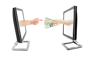 Money transfer isolated on white
