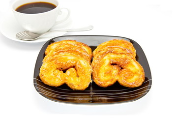 cookies on a plate , isolated over white