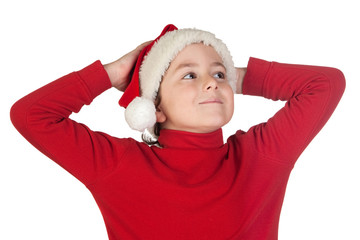 Adorable boy with santa hat