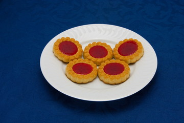 cookies on a Plate on a blue background