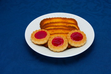 cookies on a Plate on a blue background