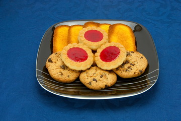 cookies on a Plate on a blue background