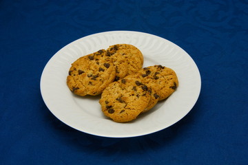 cookies on a Plate on a blue background