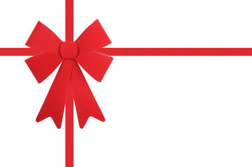 Red Bow and Ribbon Isolated On a White Background