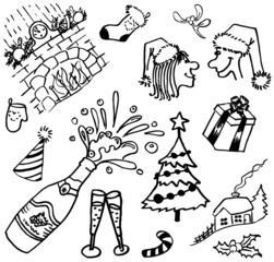 Obraz premium New year doodles set