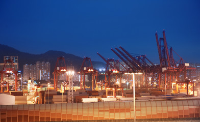 View to the port at night