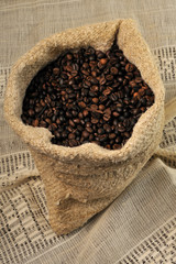 roasted coffee beans in bag