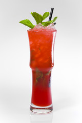 Red Cocktail with green mint leaf